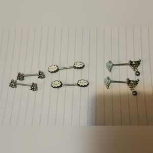 3 nipple barbell sets